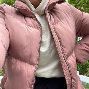 Pink puffer jacket